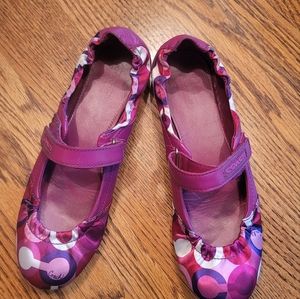 Coach CC Signature Pink Purple White Leather Fabric Ballet Flat…